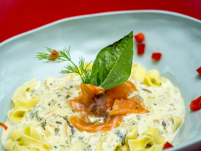 Mach House-Salmon with fettuccine pasta and cream sauce